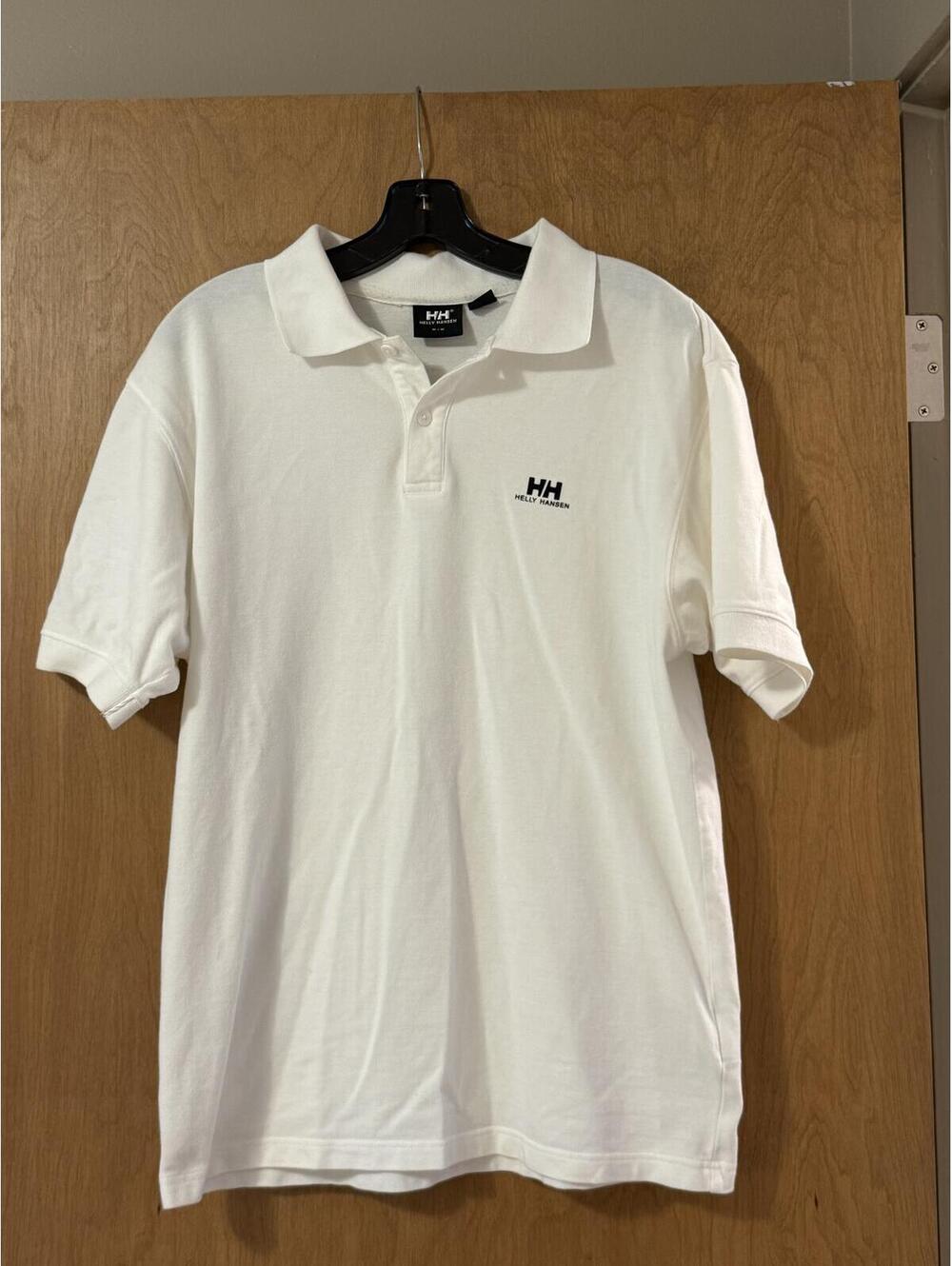 Helly Hansen White Polo Shirt Men's Medium Short Sleeve Classic HH Logo